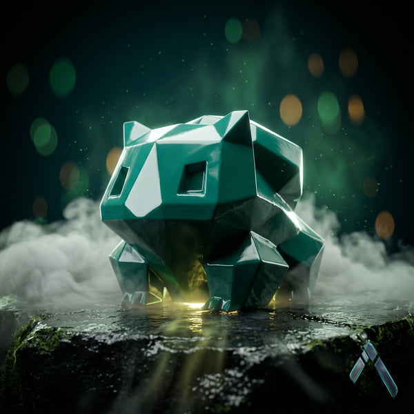 Bulbasaur Low-Poly Sculpture | Glossy Teal Finish | Pokemon Collectible India