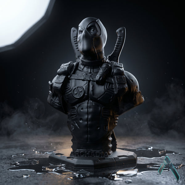 Deadpool Bust Sculpture | Matte Black & Silver Stealth Editions | Marvel Collectible