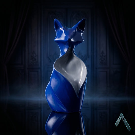 Abstract Fox Sculpture | Royal Blue Gloss Finish | Modern Statement Collectible