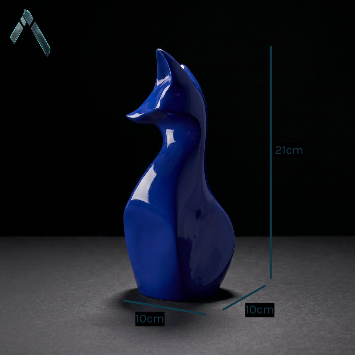 Abstract Fox Sculpture | Royal Blue Gloss Finish | Modern Statement Collectible