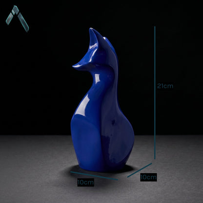 Abstract Fox Sculpture | Royal Blue Gloss Finish | Modern Statement Collectible