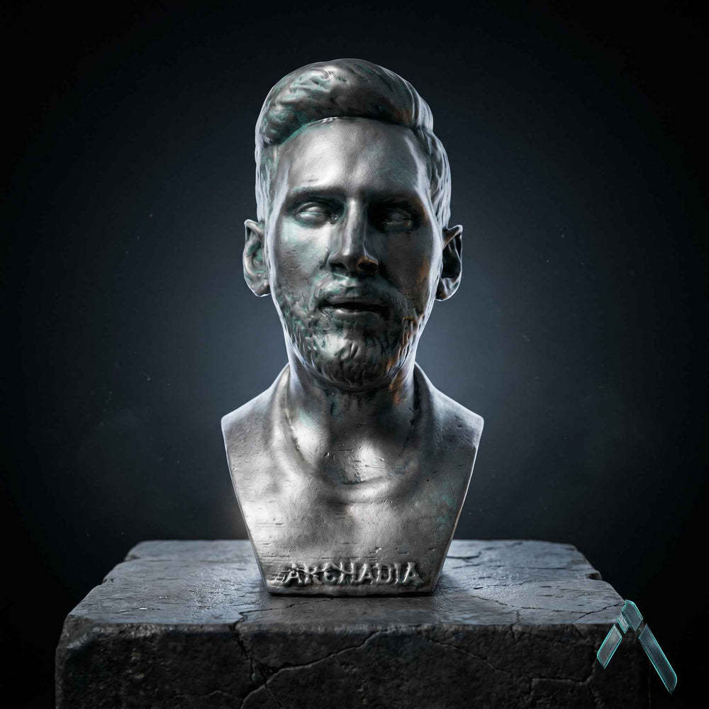 Messi Portrait Bust | Matte White Resin Football Legend | Archadia