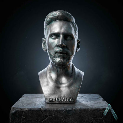 Messi Portrait Bust | Matte White Resin Football Legend | Archadia