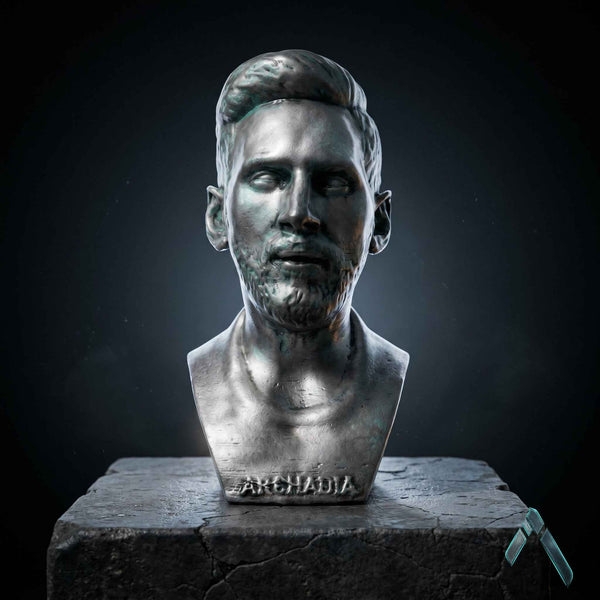 Messi Portrait Bust | Matte White Resin Football Legend | Archadia