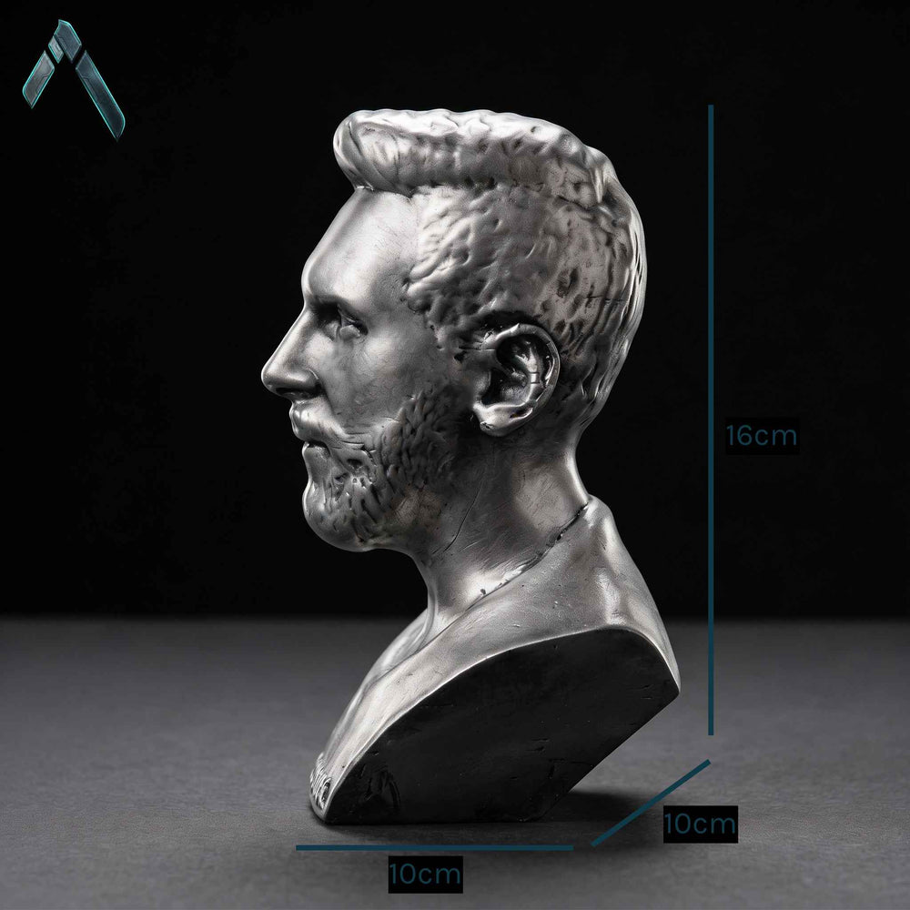 Messi Portrait Bust | Matte White Resin Football Legend | Archadia