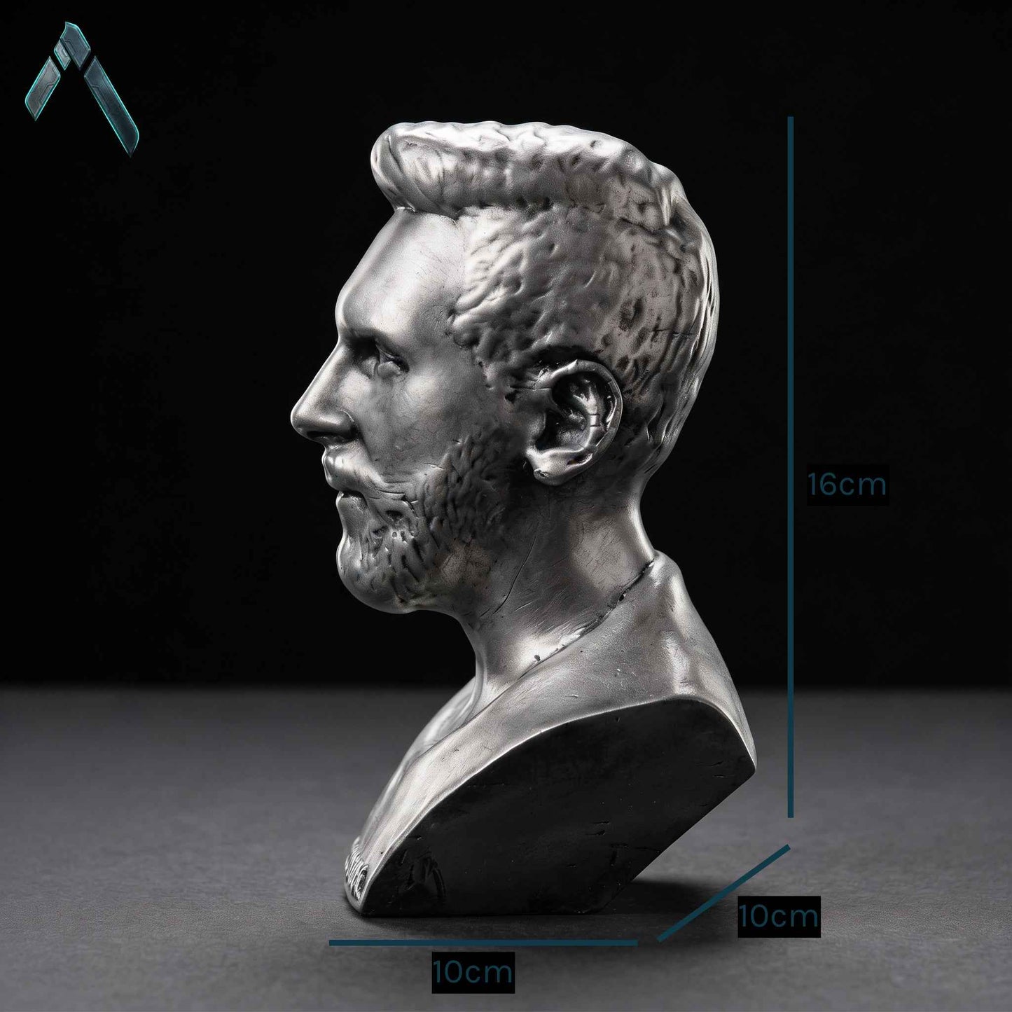 Messi Portrait Bust | Matte White Resin Football Legend | Archadia