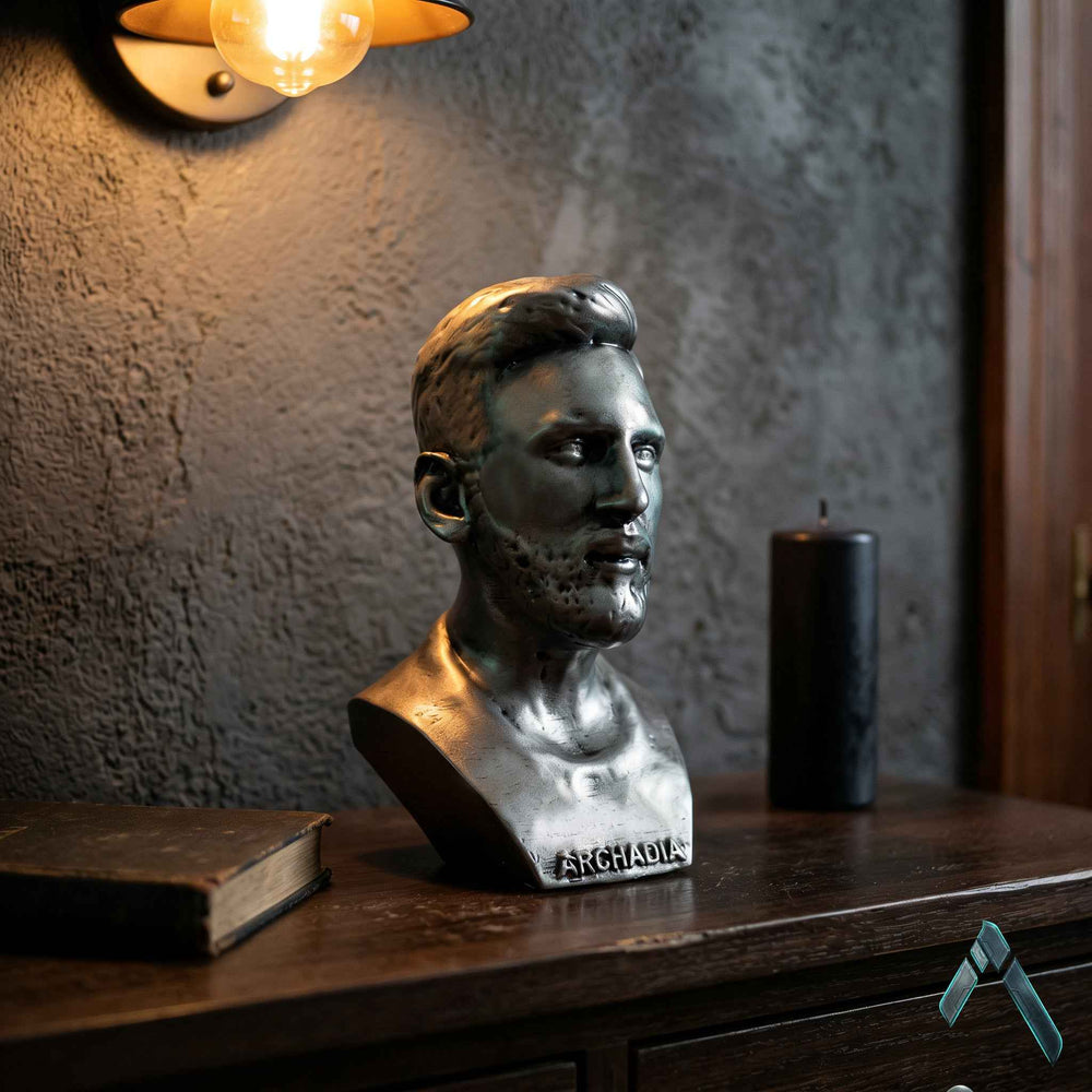 Messi Portrait Bust | Matte White Resin Football Legend | Archadia