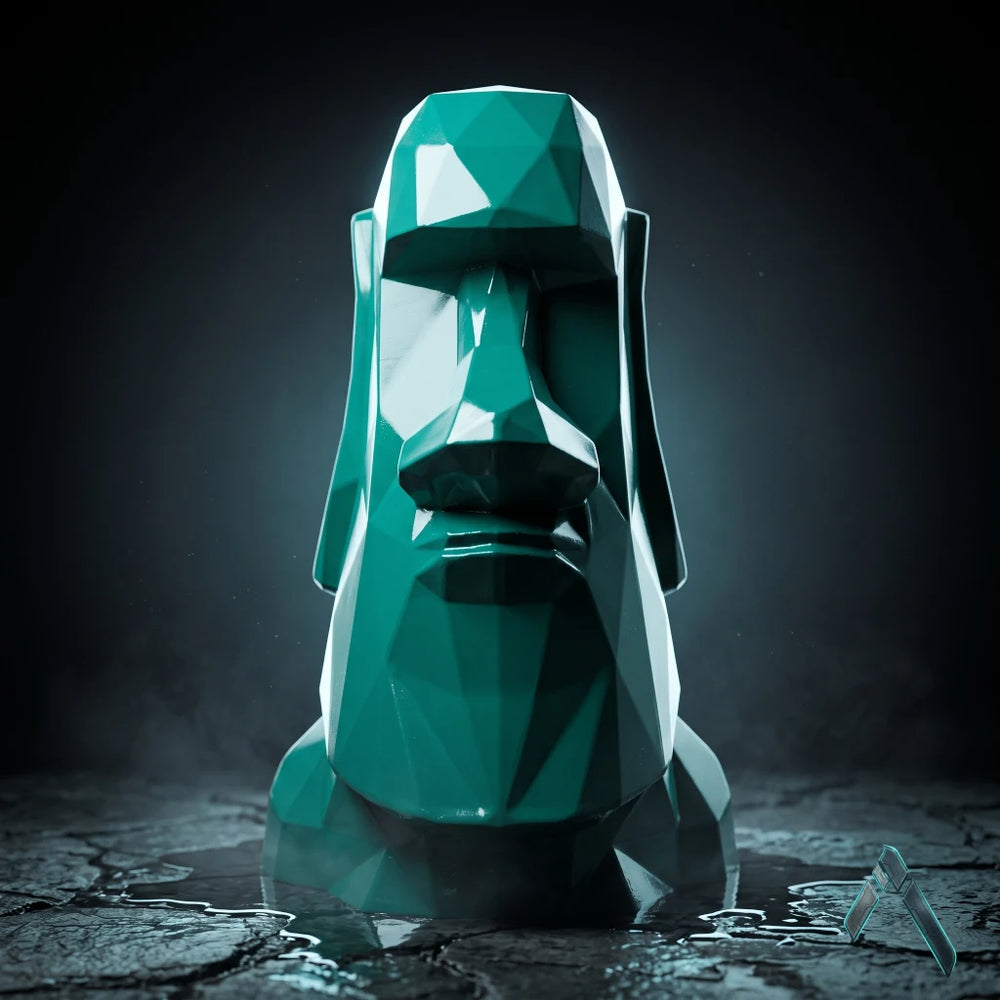 Moai Head Low Poly Geometric Easter Island Statue Green | Archadia