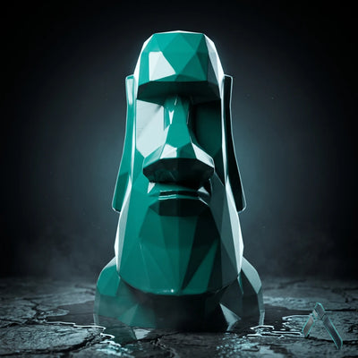 Moai Head Low Poly Geometric Easter Island Statue Green | Archadia