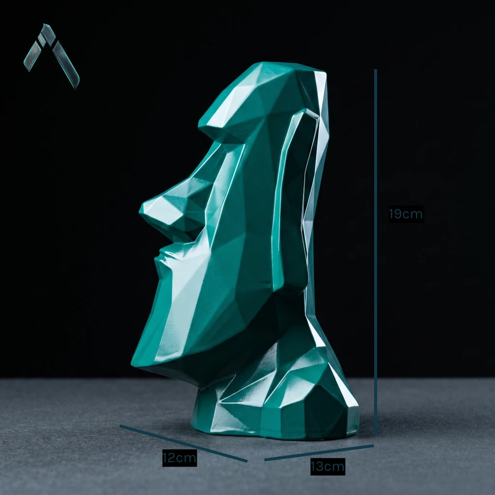 Moai Head Low Poly Geometric Easter Island Statue Green | Archadia