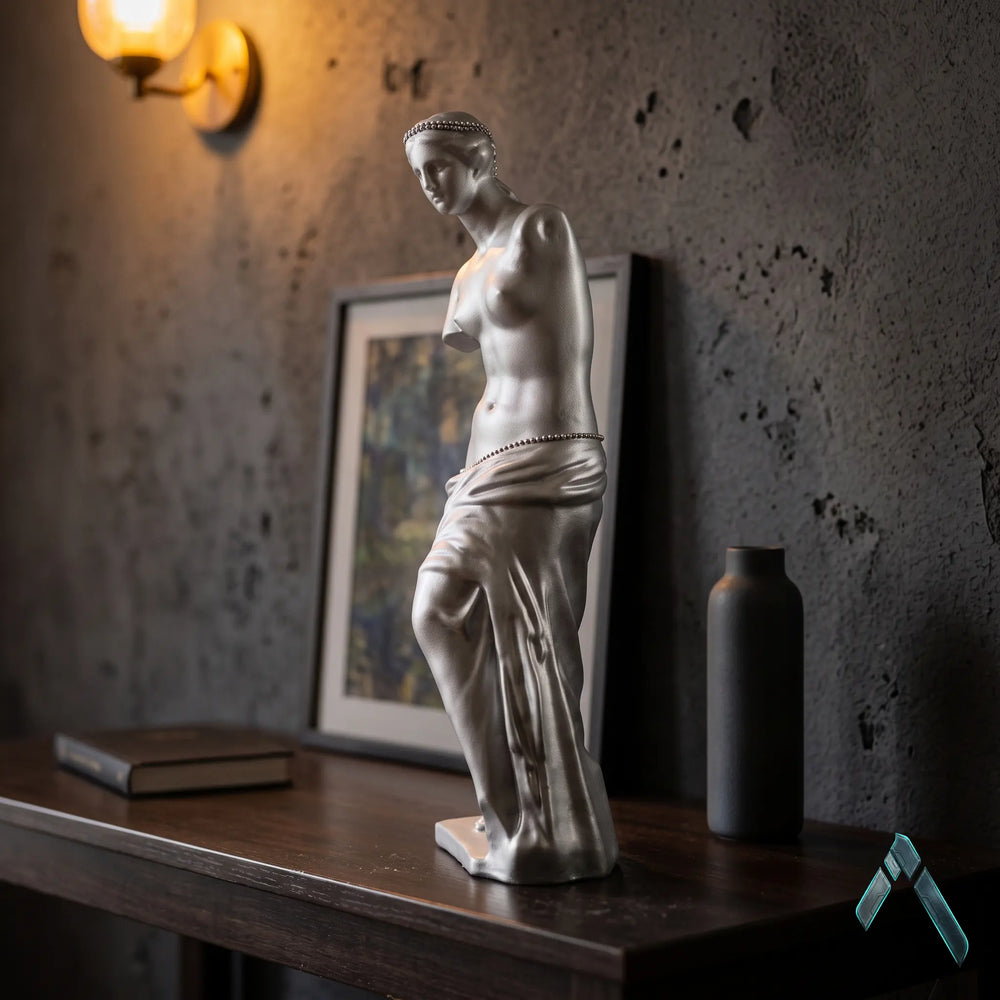 Venus de Milo Sculpture | Metallic Silver Finish | Classical Art Collectible India
