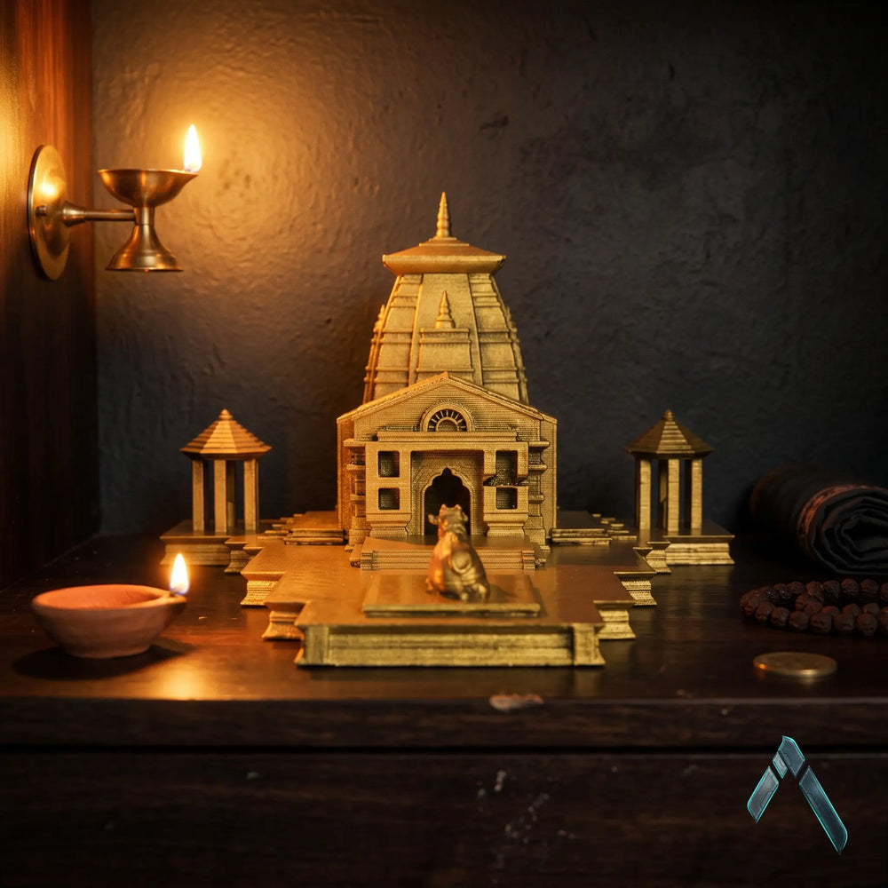 Kedarnath Temple Sculpture | Gold Finish | Indian Heritage Collectible India
