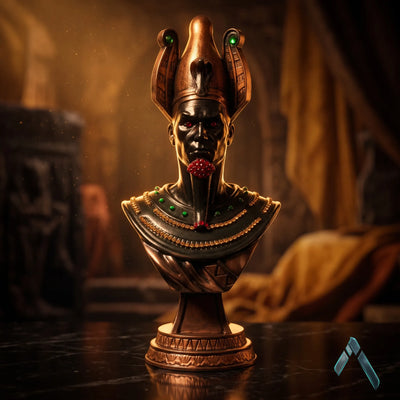 Osiris Egyptian God Bust Sculpture Gold Dark Mythology | Archadia