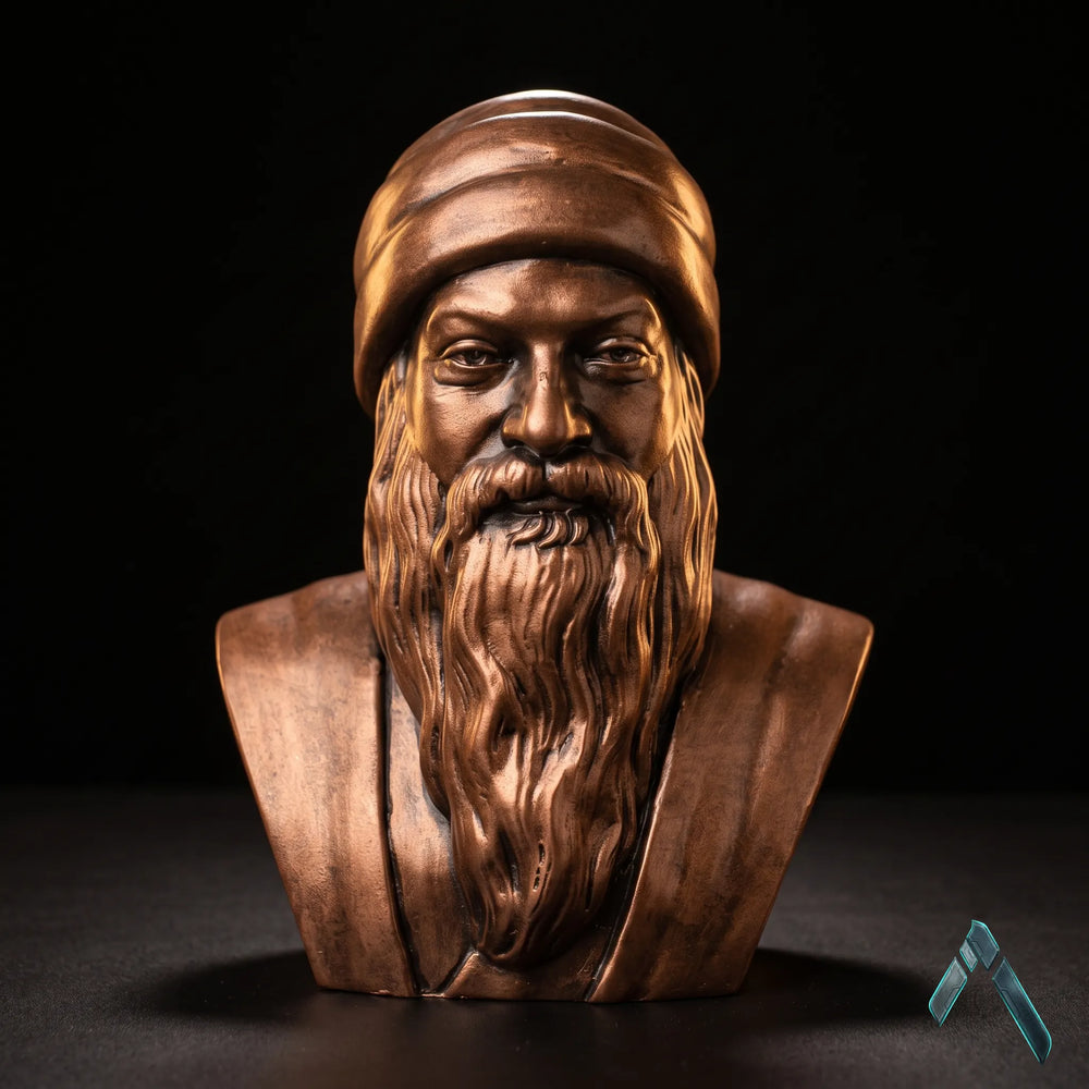 Osho Bust Sculpture | Antique Copper Bronze Finish | Spiritual Collectible India