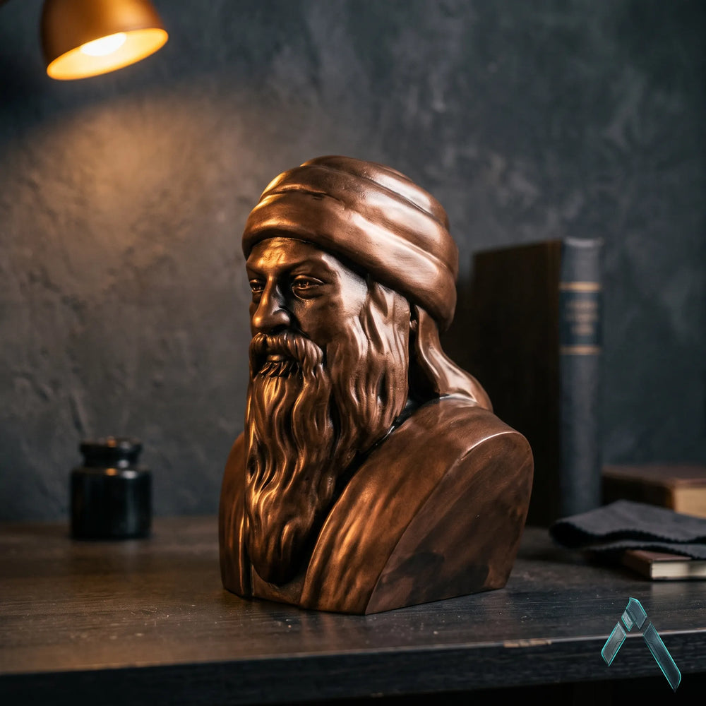 Osho Bust Sculpture | Antique Copper Bronze Finish | Spiritual Collectible India