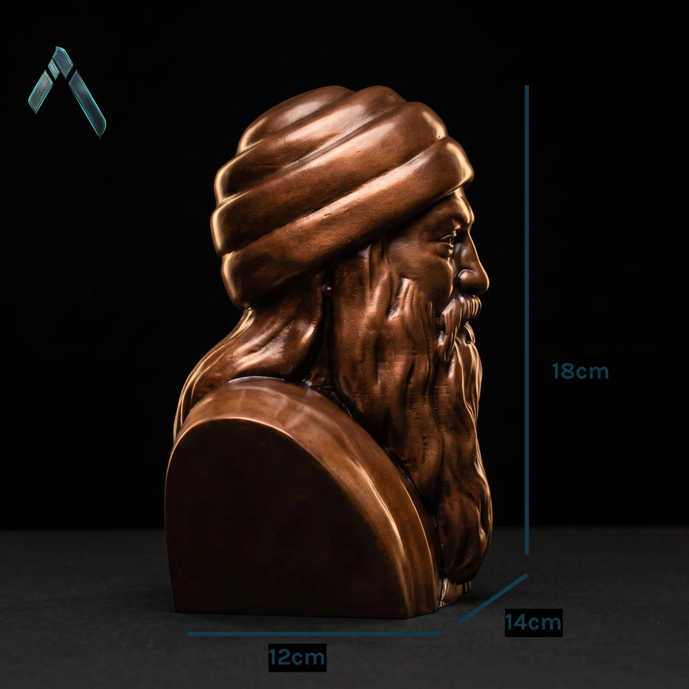 Osho Bust Sculpture | Antique Copper Bronze Finish | Spiritual Collectible India