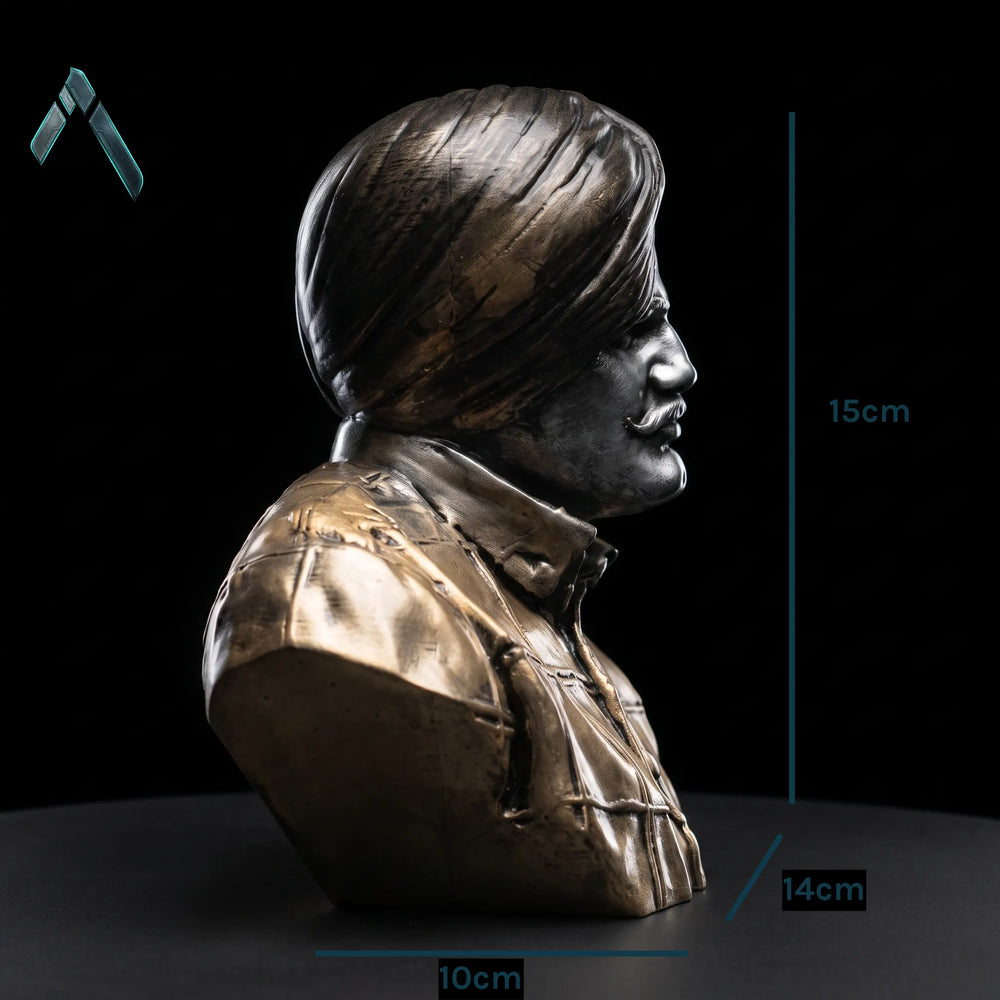 Sidhu Moosewala Bust Sculpture | Black & Gold Finish | Legend Tribute Collectible India