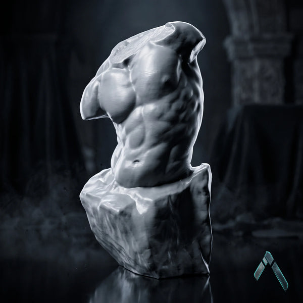 Male Torso Classical Sculpture | Gloss White Fine Art Collectible | Archadia