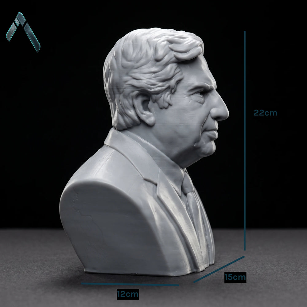 Ratan Tata Bust Sculpture | Matte Grey Finish | Indian Business Legend Collectible India