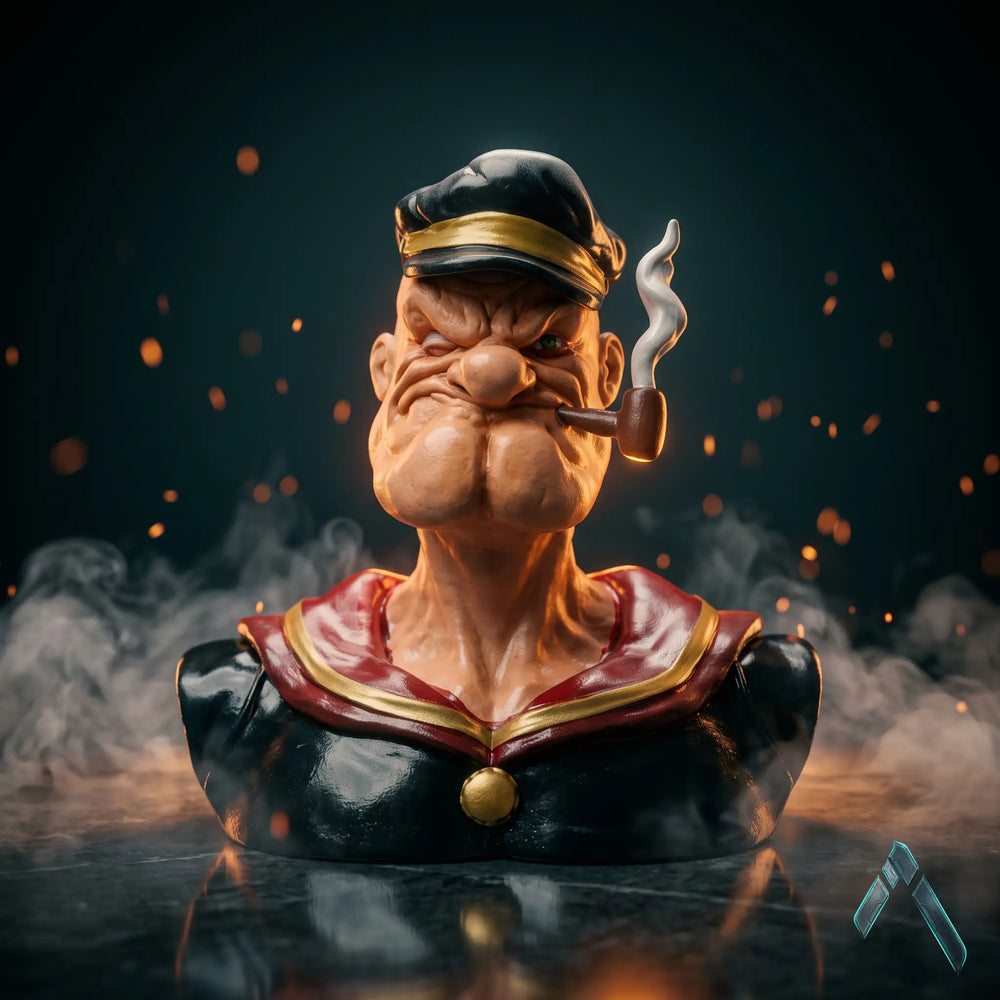 Popeye the Sailor Bust Sculpture | Hand-Painted Multi-Tone | Pop Culture Collectible India