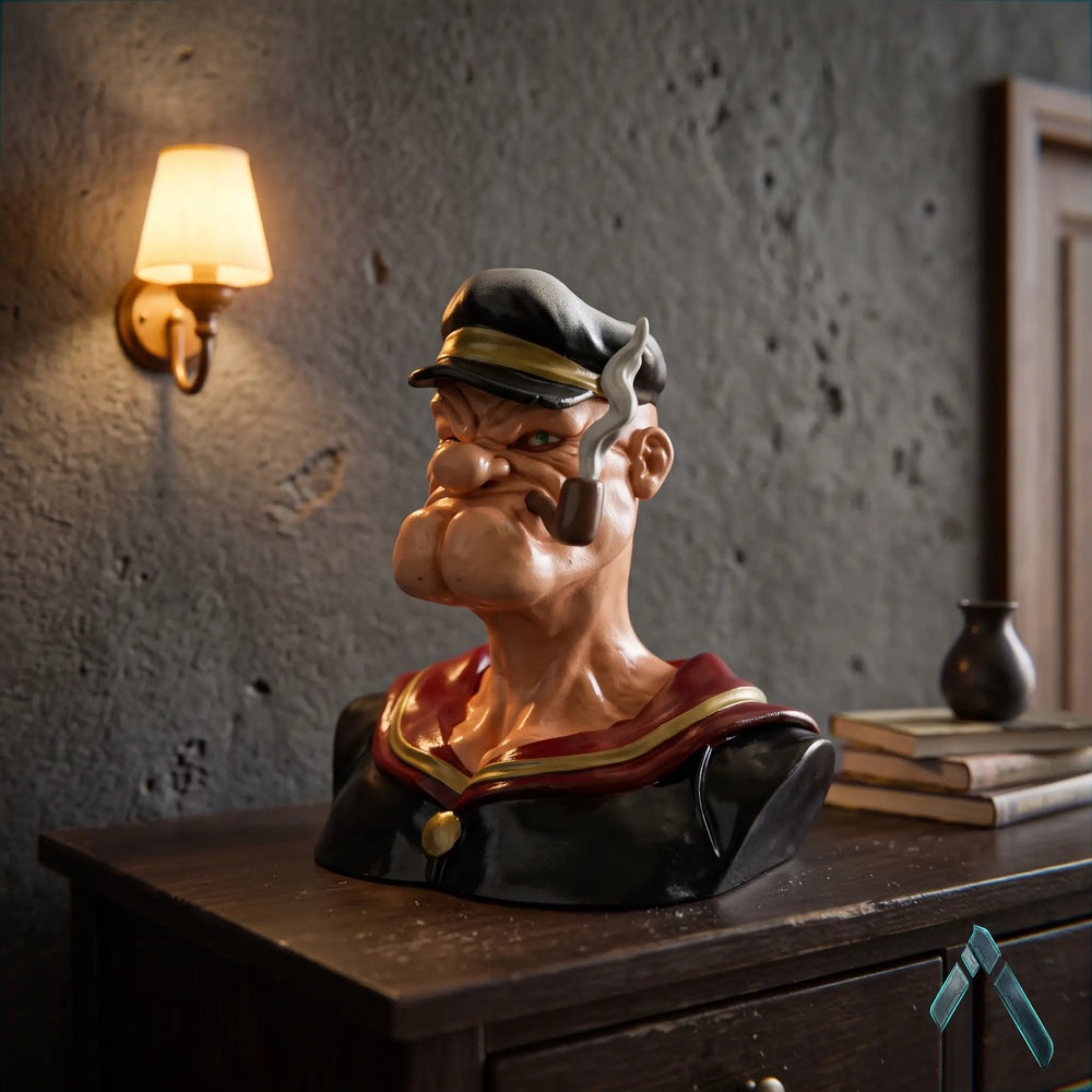 Popeye the Sailor Bust Sculpture | Hand-Painted Multi-Tone | Pop Culture Collectible India