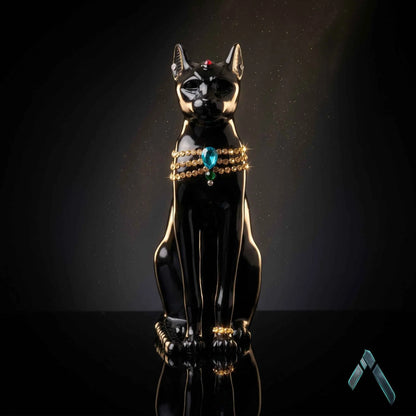 Egyptian Bastet Cat Statue | Midnight Black Metallic | Mythology Collectible