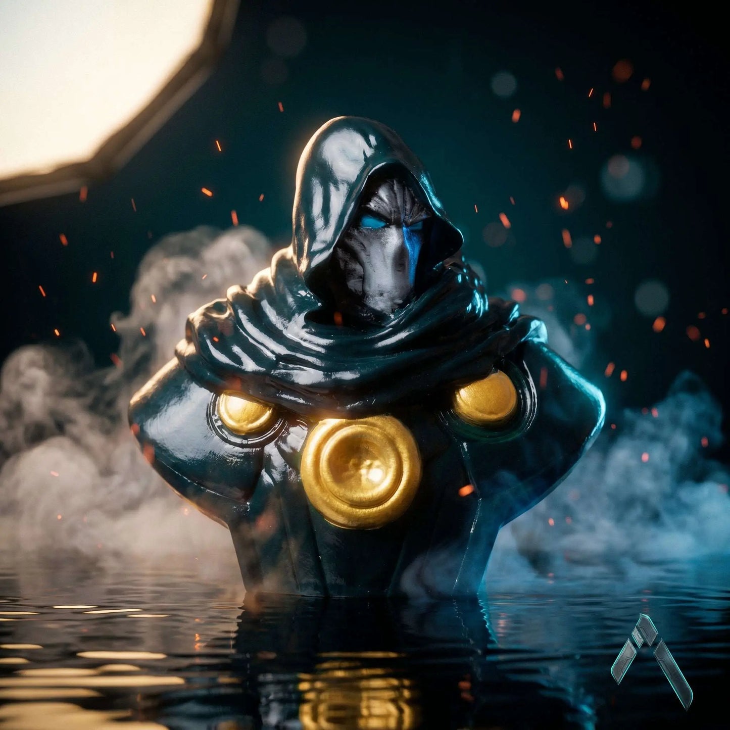 Doctor Doom Bust Figurine | Glossy Green & Gold | Marvel Comics Collectible