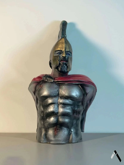 Spartan Leonidas Bust Sculpture Gold Helmet Red Cape 300 | Archadia