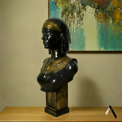 Egyptian Seshat Goddess Bust | Gloss Black & Gold | Mythology Collectible India