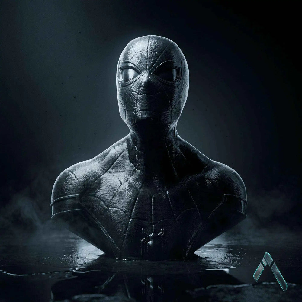 Spider-Man Black Suit Bust Sculpture Dark Web Noir Collectible | Archadia