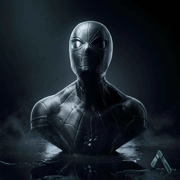 Spider-Man Black Suit Bust Sculpture Dark Web Noir Collectible | Archadia