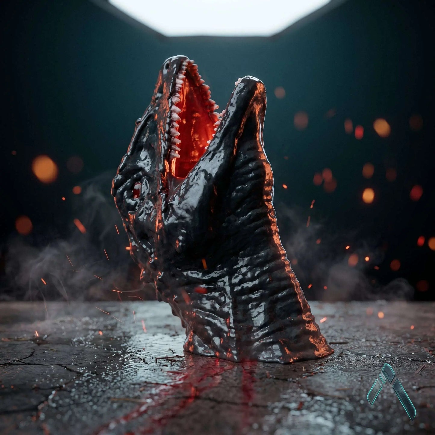 Godzilla Head Bust | Gloss Jet Black Open Jaw | Kaiju Collectible India