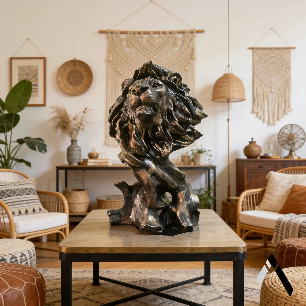 Lion King Bronze Sculpture | Dramatic Maned Statement Piece | Archadia