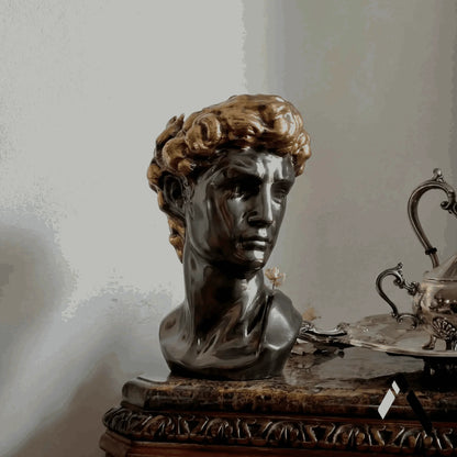David Head Planter | Dark Silver & Gold Finish | Classical Art Collectible India