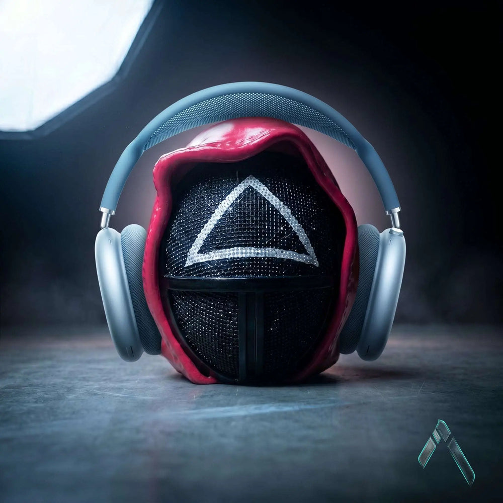 Squid Game Guard Helmet Sculpture Pink Black Triangle Mask | Archadia