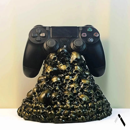 Skull Pile PS4 PS5 Controller Holder Dark Gold Gaming Stand | Archadia