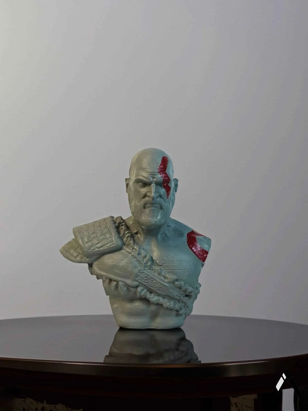 Kratos God of War Bust | Matte Grey Blades of Chaos Collectible | Archadia