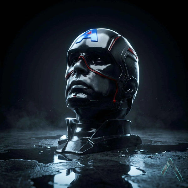 Captain America Helmet Head Bust | Matte Resin Marvel Collectible | Archadia