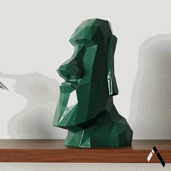 Moai Head Low Poly Geometric Easter Island Statue Green | Archadia