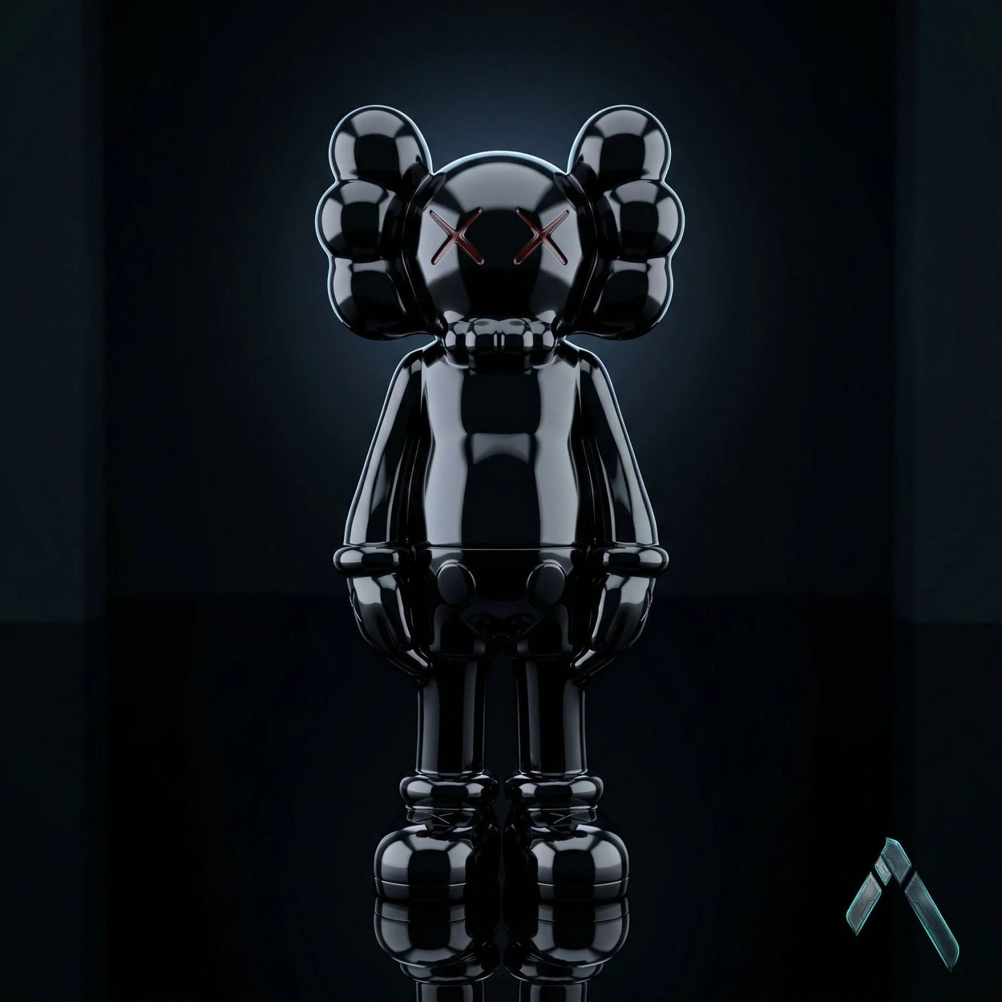 KAWS Companion Standing Figure | Gloss Black Street Art Collectible | Archadia