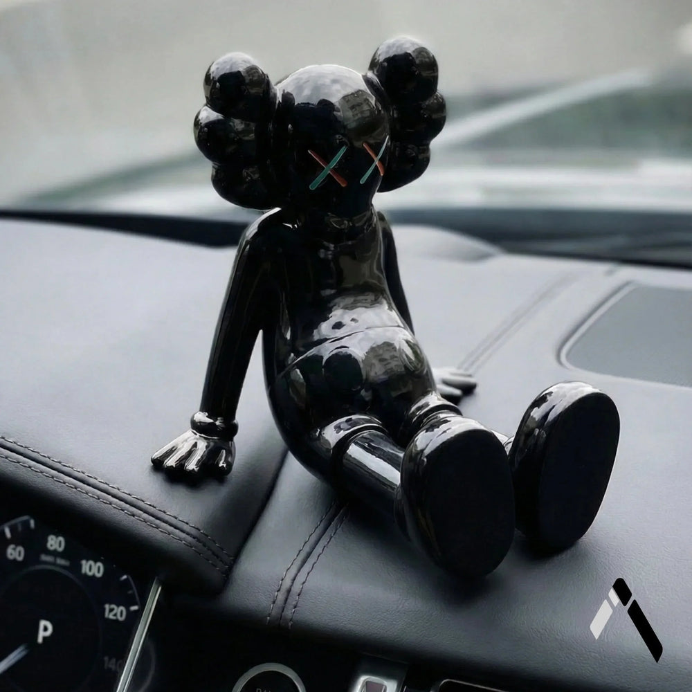 KAWS X Sitting Companion Miniature | Gloss Black Collectible | Archadia