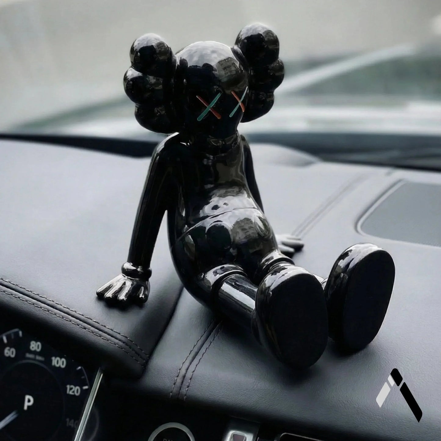 KAWS X Sitting Companion Miniature | Gloss Black Collectible | Archadia