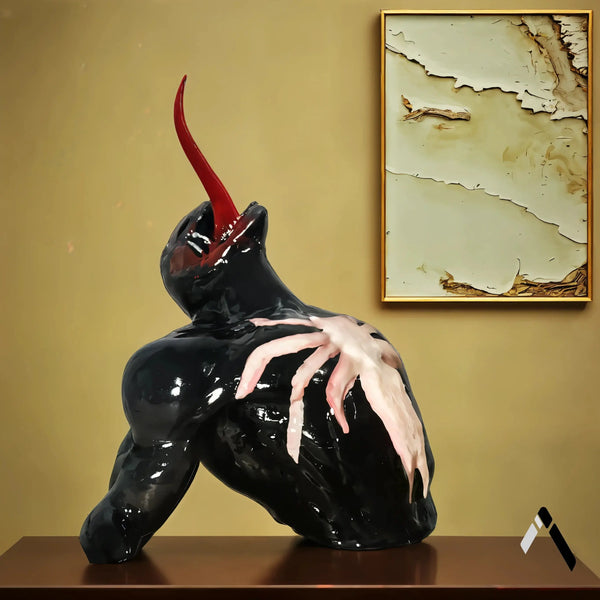 Venom Symbiote Bust Sculpture Black Gloss Red Tongue Marvel | Archadia