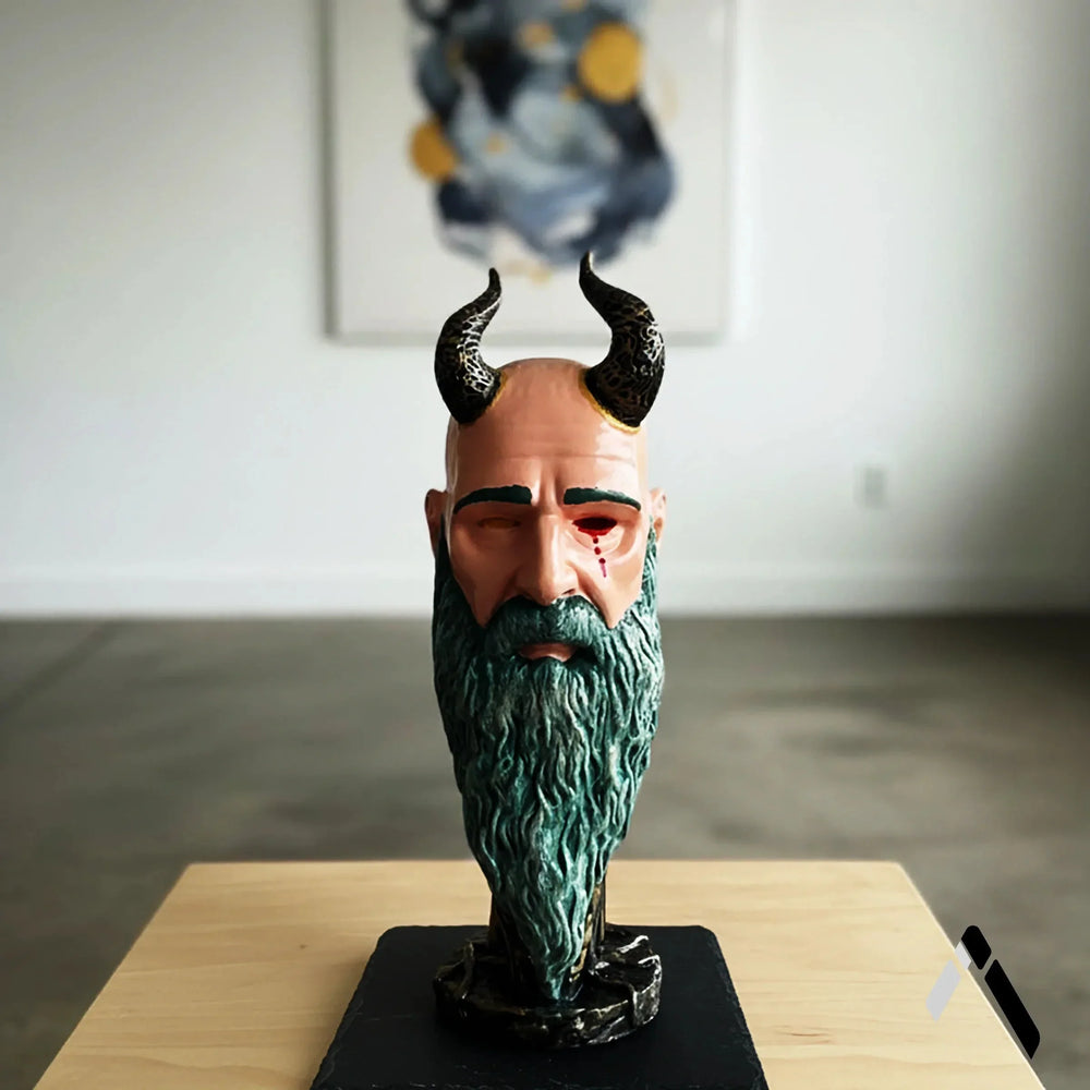 Mimir Head Statue God of War Norse Mythology Horned Bust | Archadia