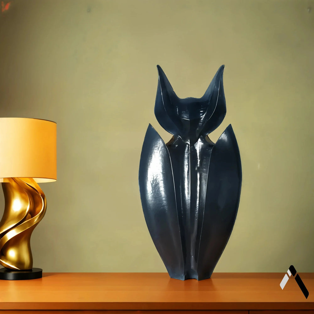 Abstract Bat Sculpture | Dark Navy Gloss Finish | Premium Statement Collectible India