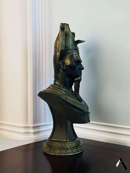 Osiris Egyptian God Bust Sculpture Gold Dark Mythology | Archadia