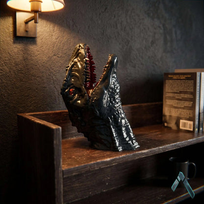 Godzilla Head Bust | Gloss Jet Black Open Jaw | Kaiju Collectible India