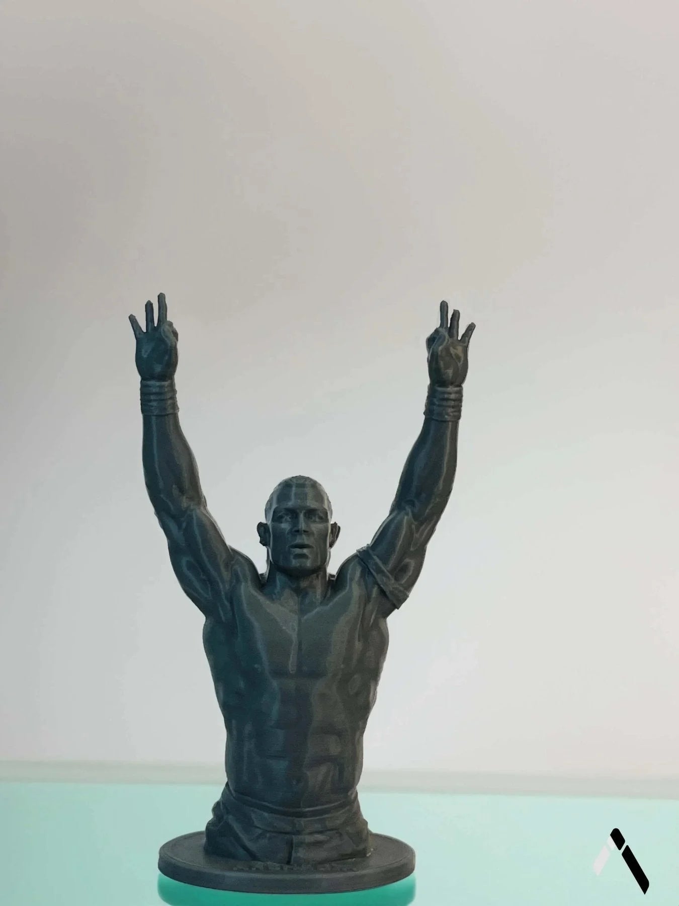 John Cena WWE Bust Sculpture Gunmetal Arms Raised Victory Pose | Archadia