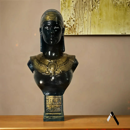 Egyptian Seshat Goddess Bust | Gloss Black & Gold | Mythology Collectible India
