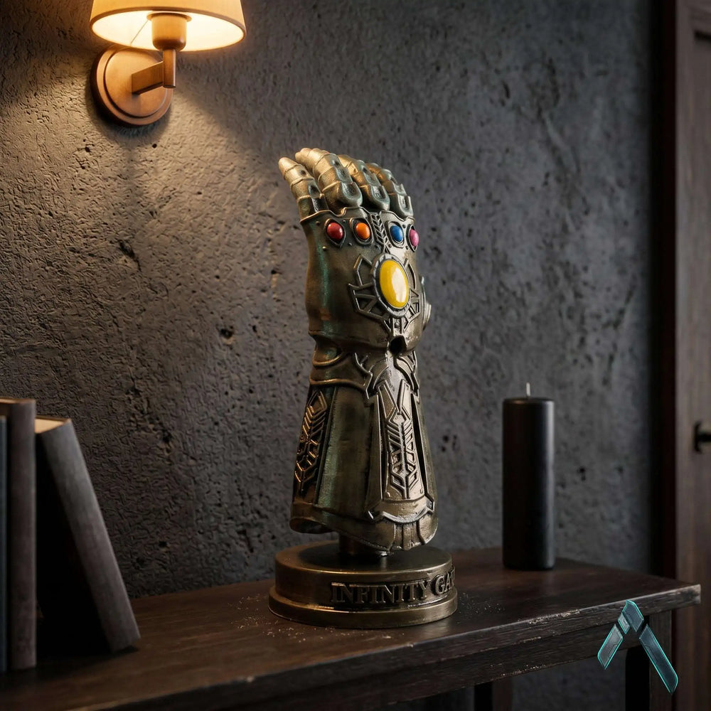 Thanos Infinity Gauntlet Sculpture Gold Bronze All Six Stones | Archadia